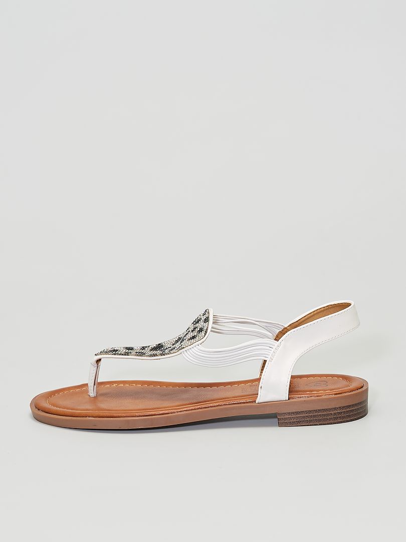 Sandales plates blanc - Kiabi
