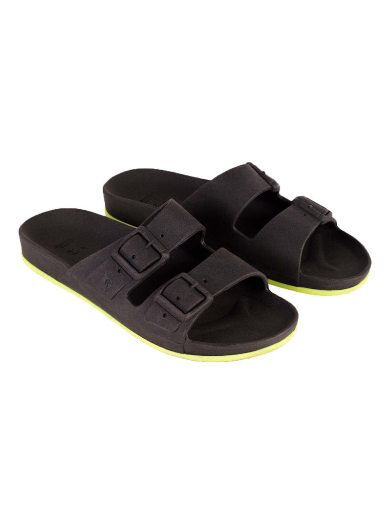 Sandales plates Brasilia Cacatoès Noir Jaune Noir - Kiabi