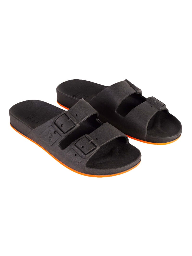 Sandales plates Brasilia Cacatoès Noir Orange Noir - Kiabi