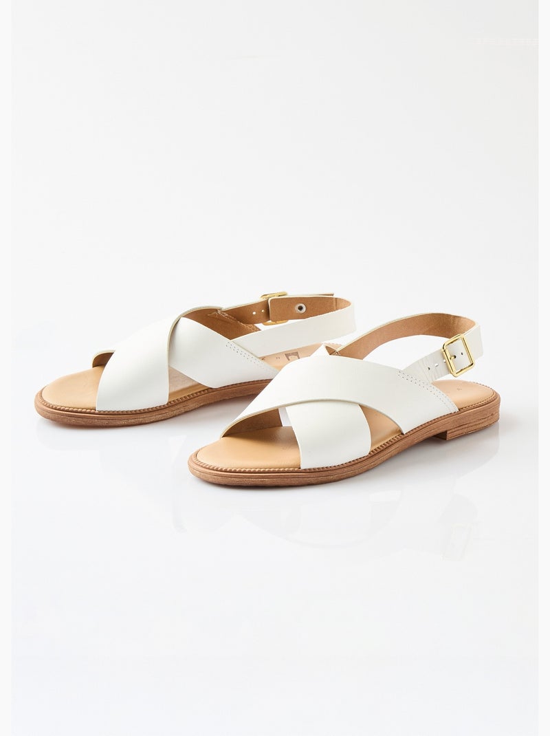 Sandales plates brides croisées - Afibel Blanc - Kiabi