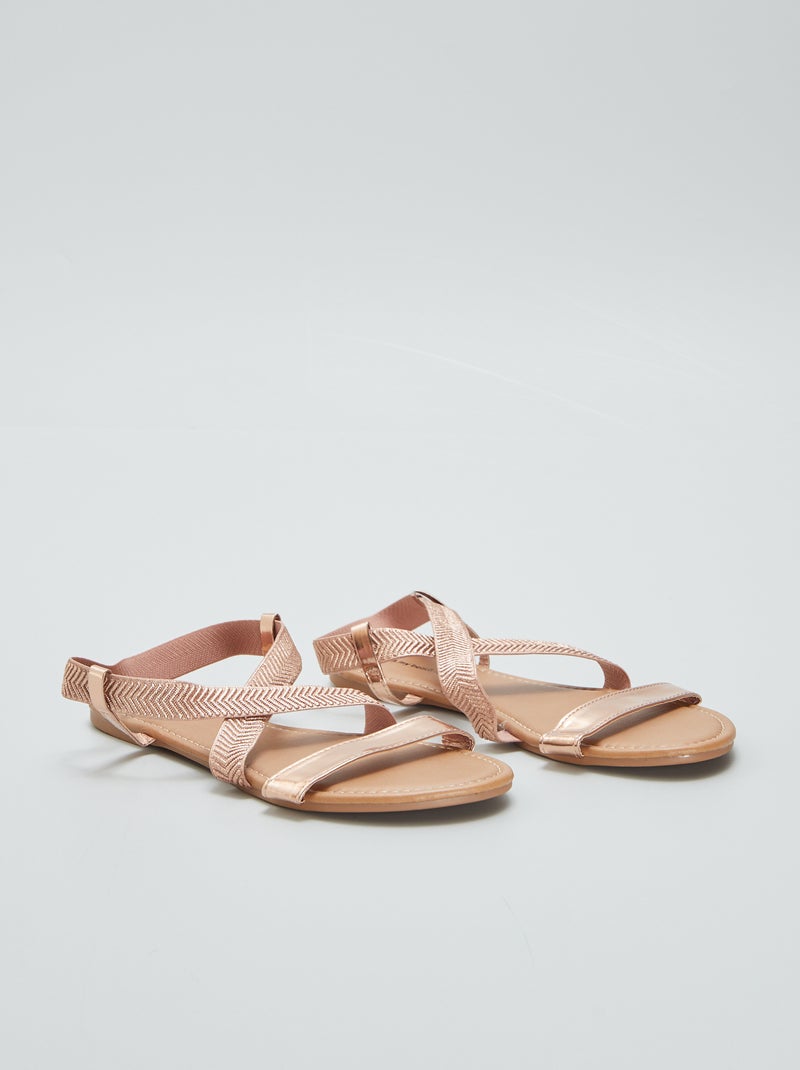 Sandales plates brides élastiques Rose - Kiabi