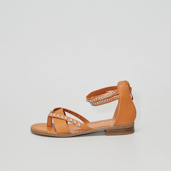 sandales plates camel