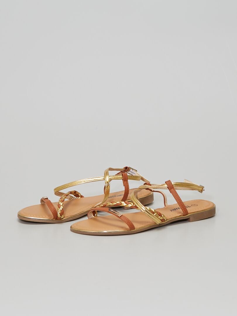 Sandales plates Camel - Kiabi