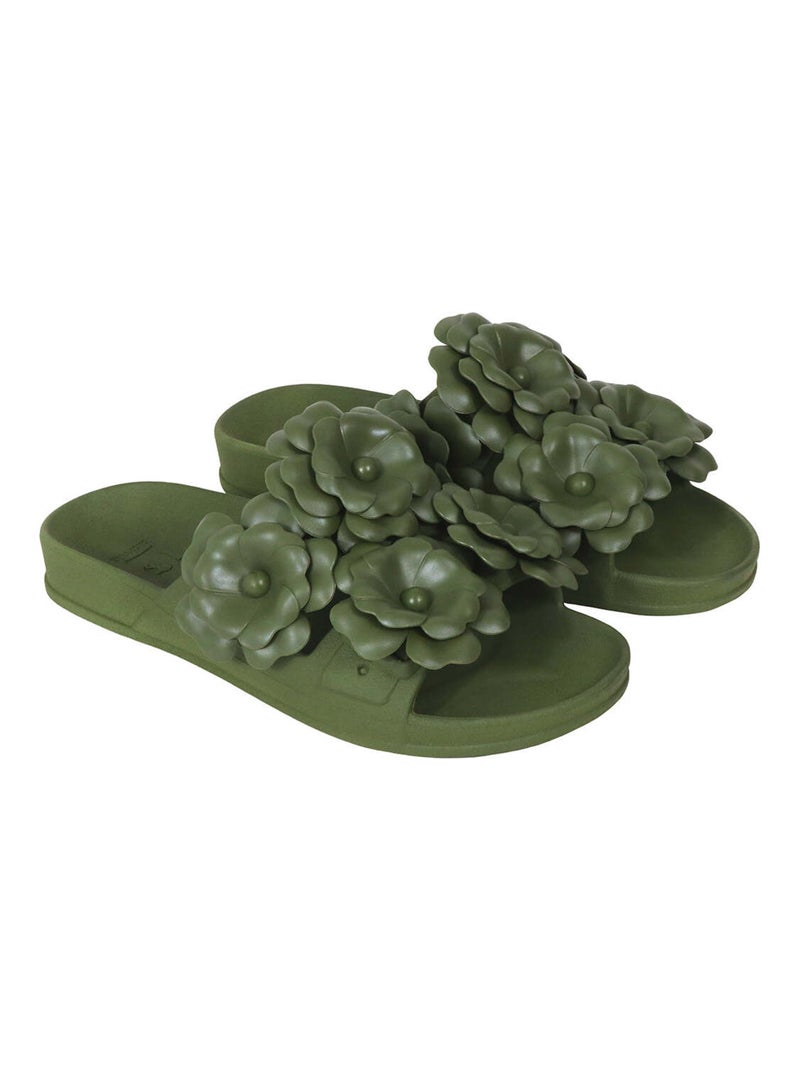 Sandales plates Camelia Cacatoès Vert kaki - Kiabi