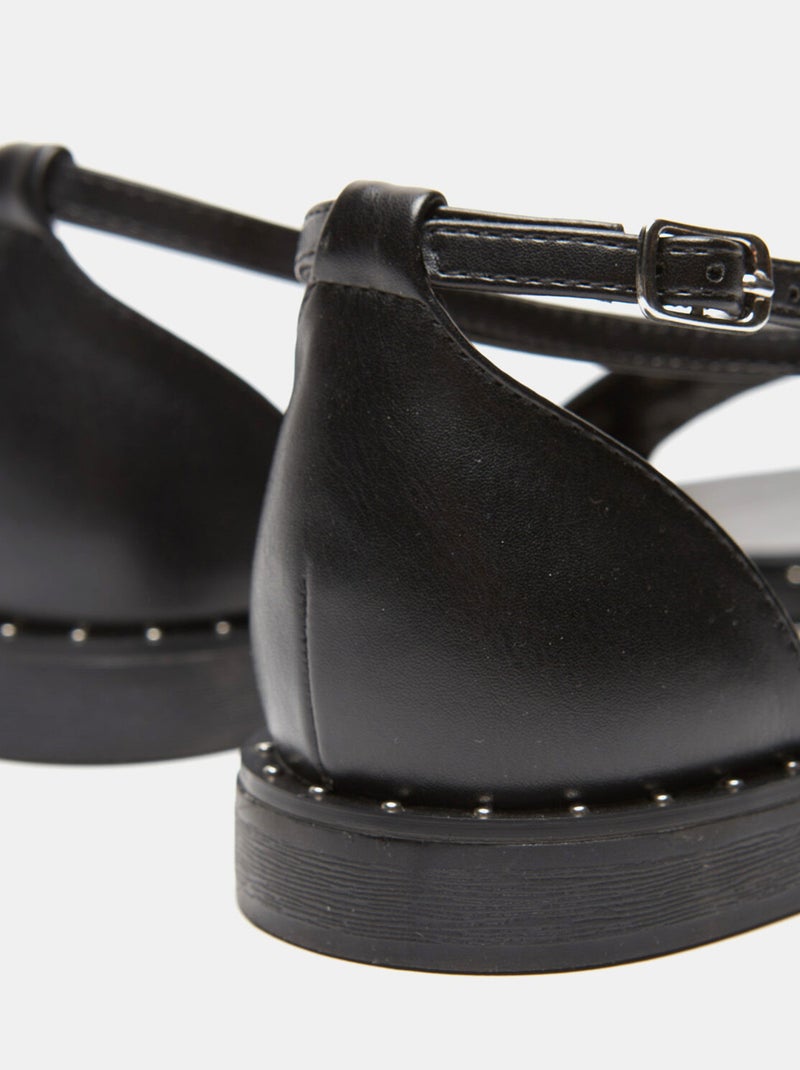 Sandales plates cloutées BATA Noir - Kiabi
