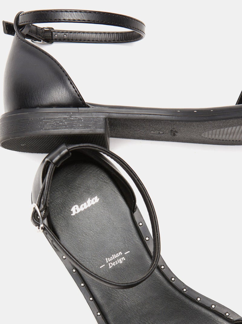 Sandales plates cloutées BATA Noir - Kiabi
