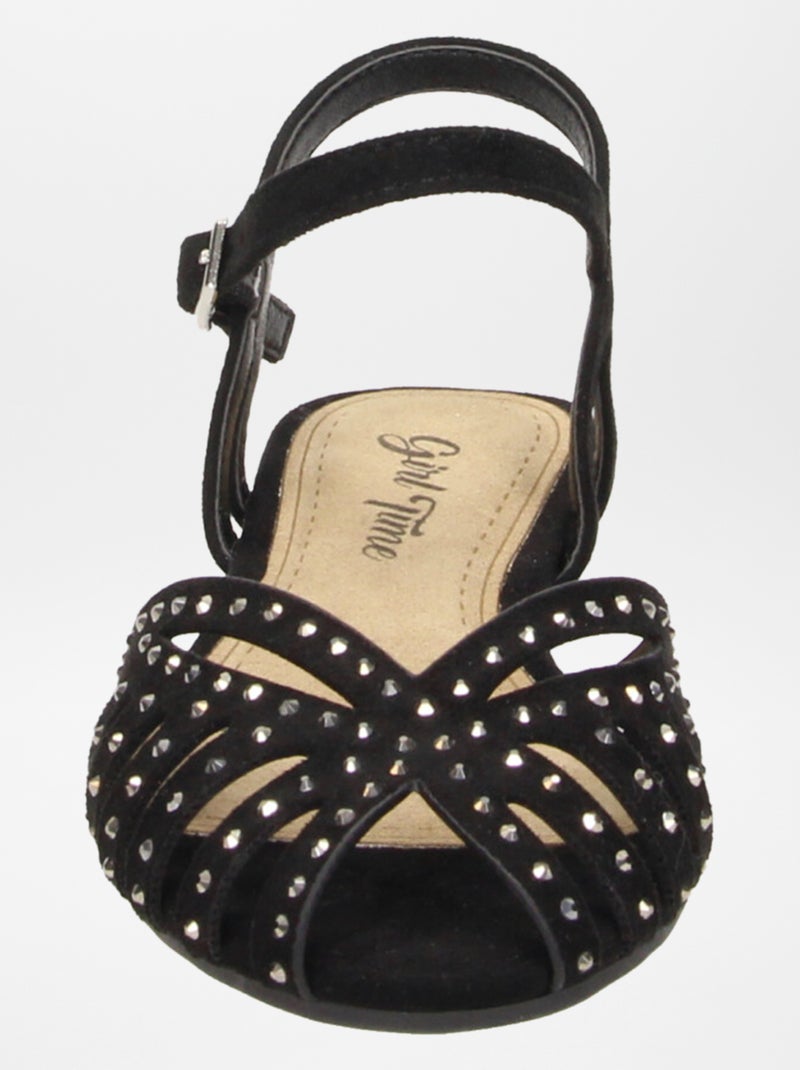 Sandales plates cloutées Noir - Kiabi