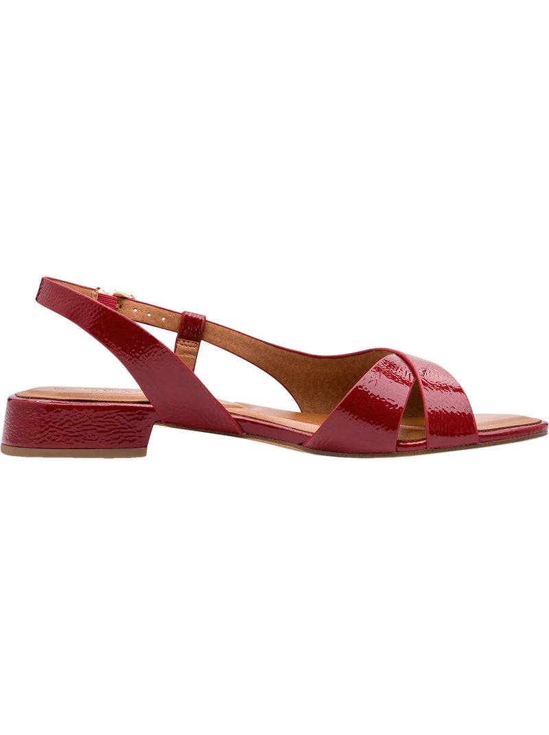 Sandales Plates Cuir Tamaris Bordeaux - Kiabi