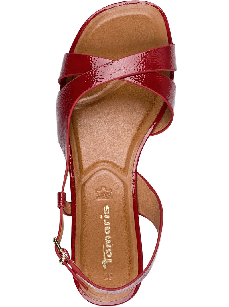 Sandales Plates Cuir Tamaris Bordeaux - Kiabi