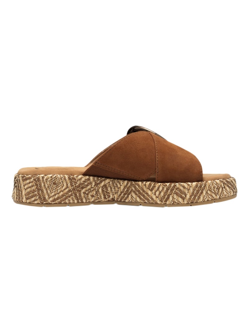 Sandales Plates Cuir Tamaris Marron - Kiabi