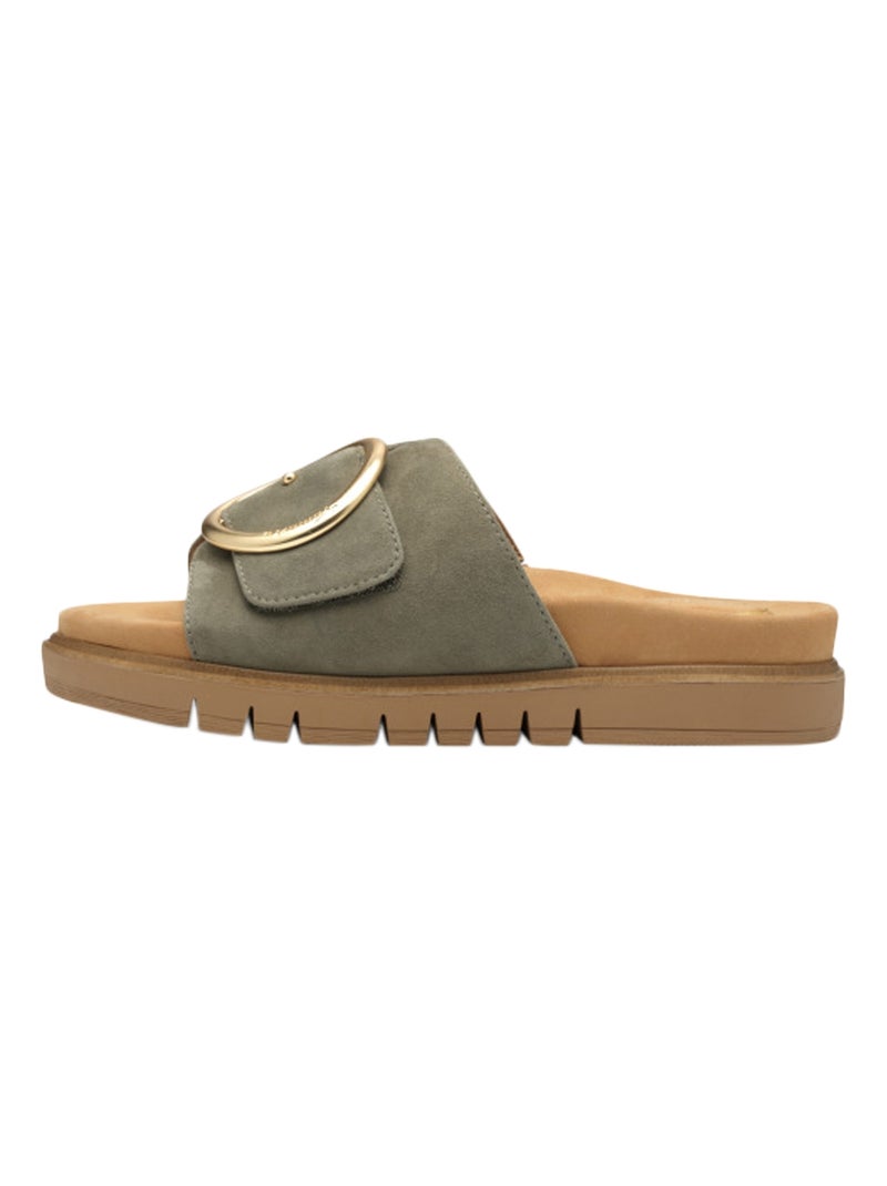 Sandales Plates Cuir Tamaris Marron - Kiabi