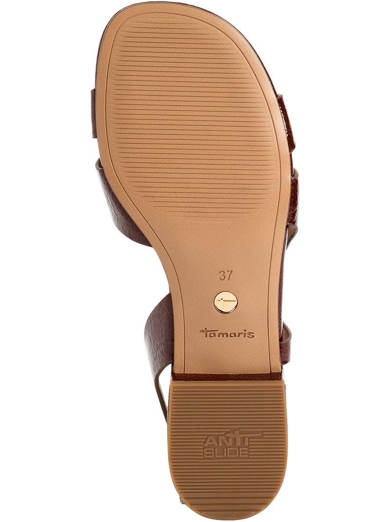 Sandales Plates Cuir Tamaris Marron - Kiabi