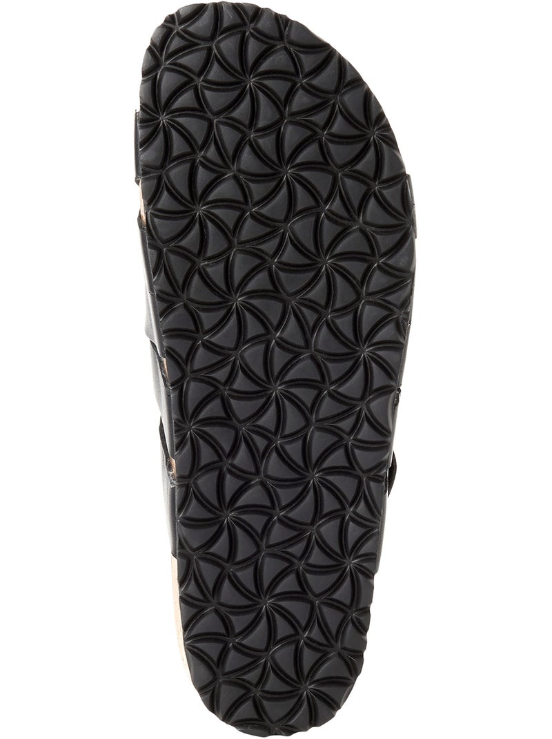 Sandales Plates Cuir Tamaris Noir - Kiabi