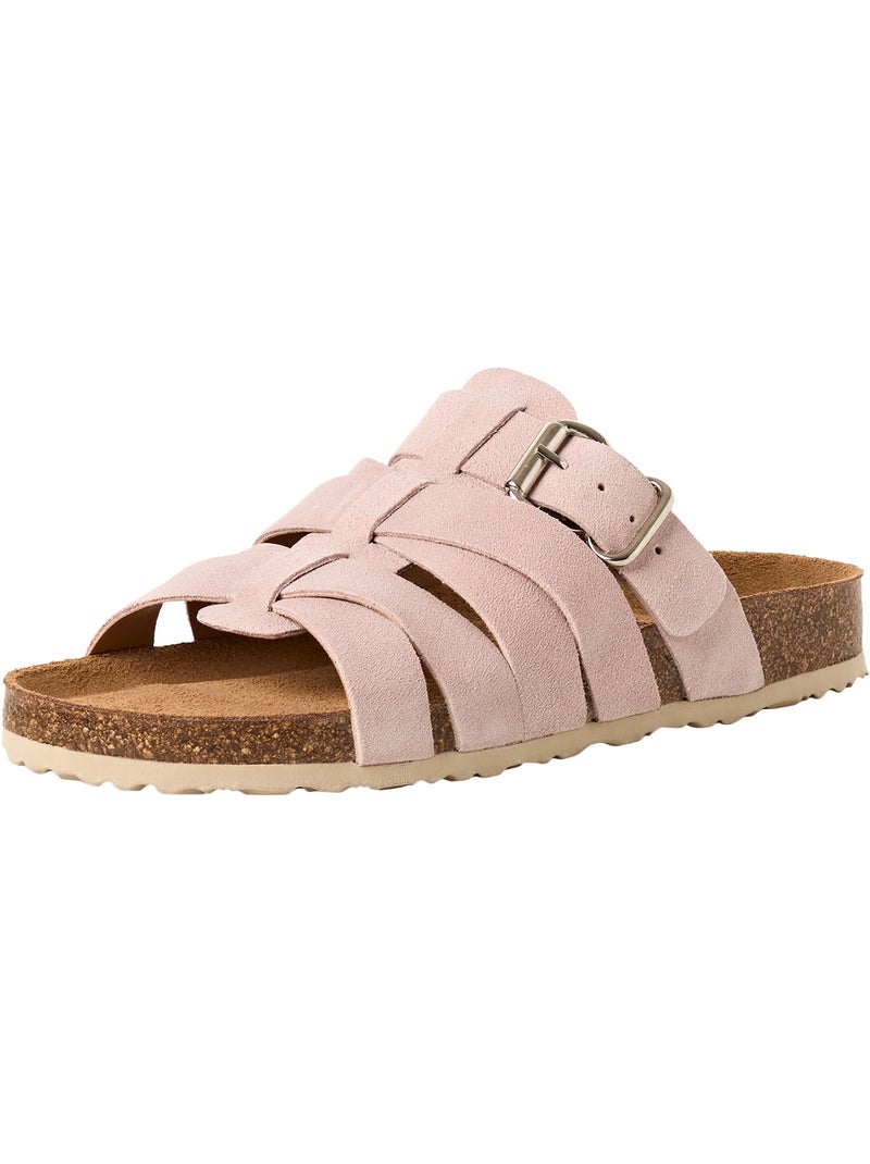 Sandales Plates Cuir Tamaris Rose - Kiabi