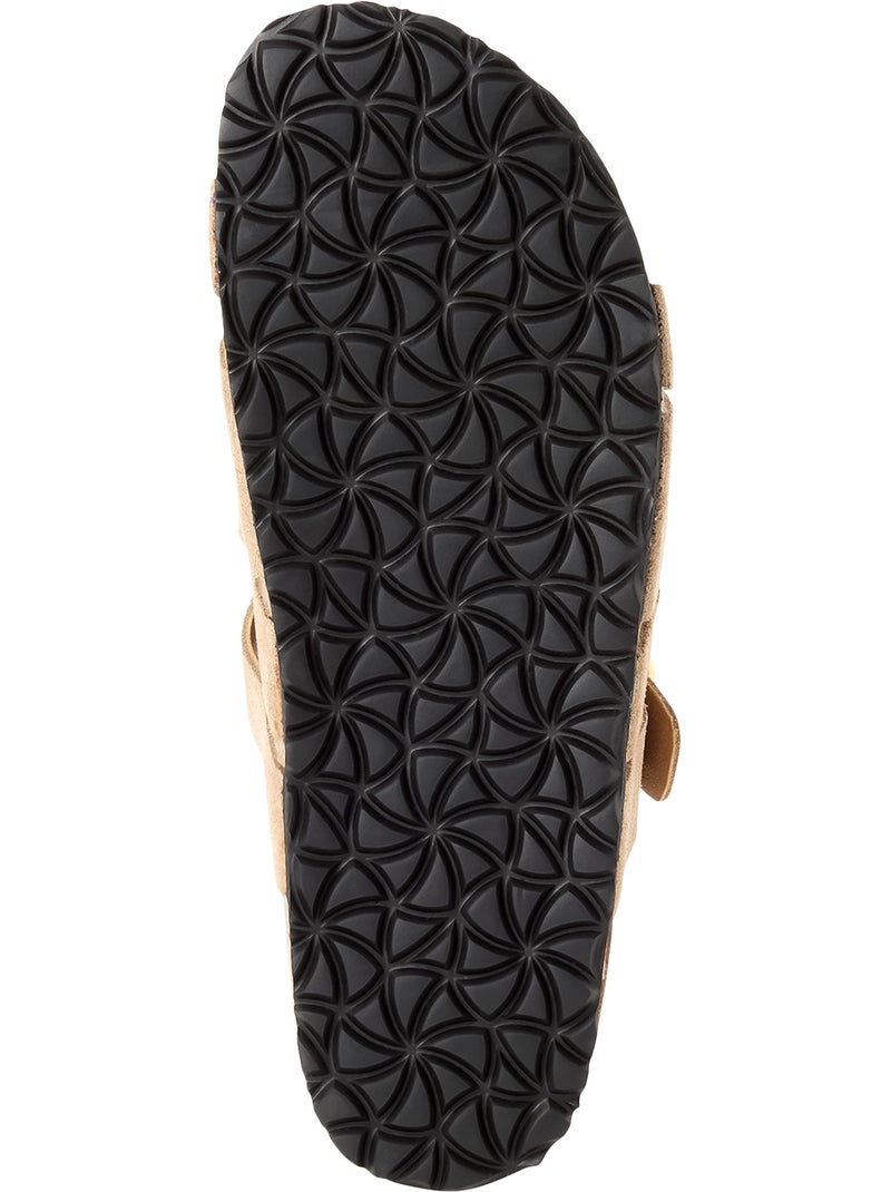 Sandales Plates Cuir Tamaris Taupe - Kiabi