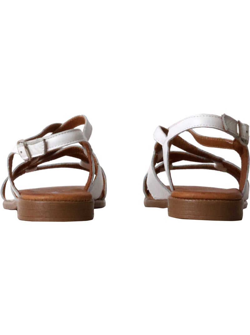 Sandales Plates Cuir The Divine Factory Alénoa Blanc - Kiabi