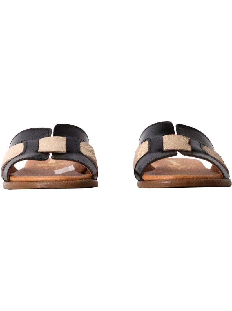 Sandales Plates Cuir The Divine Factory Alénoa Noir - Kiabi