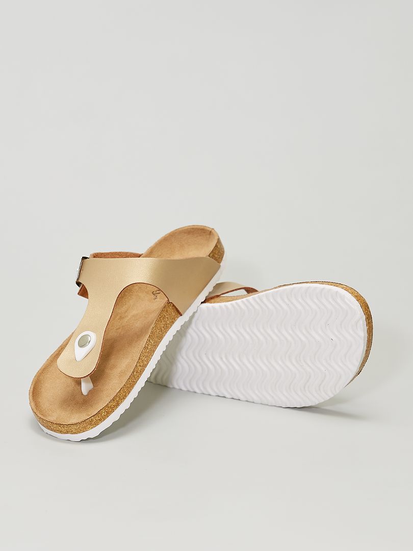 sandales plates dore