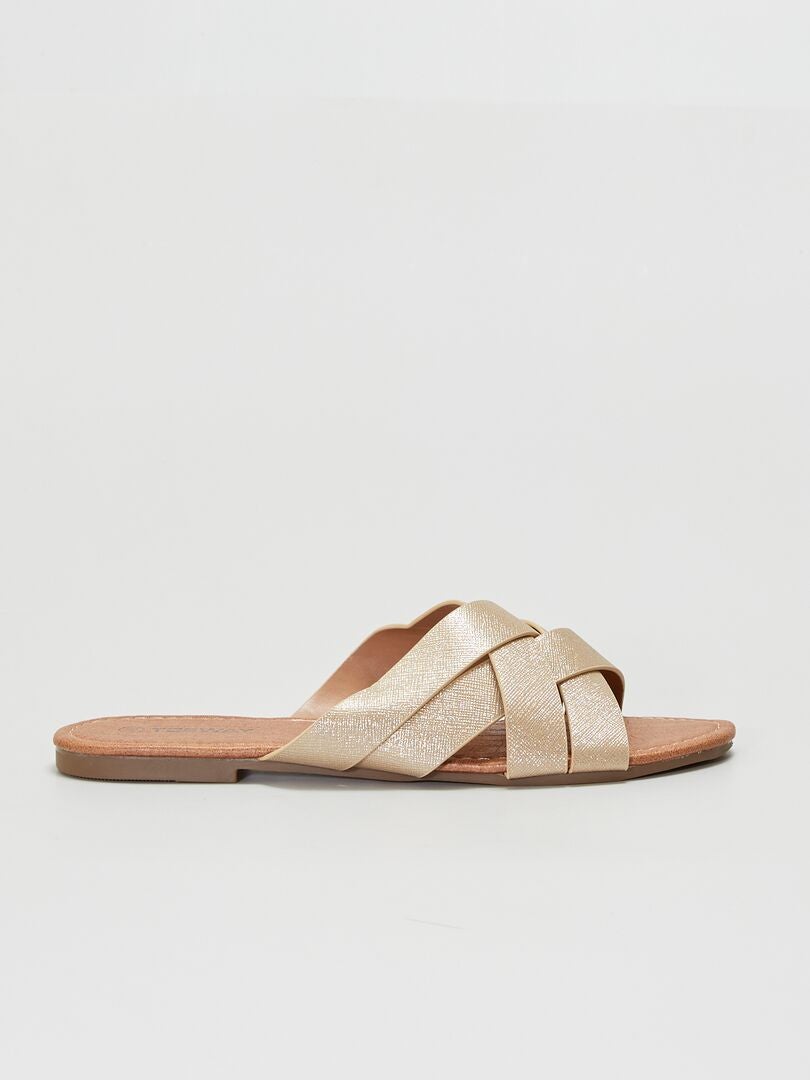 sandales plates dore