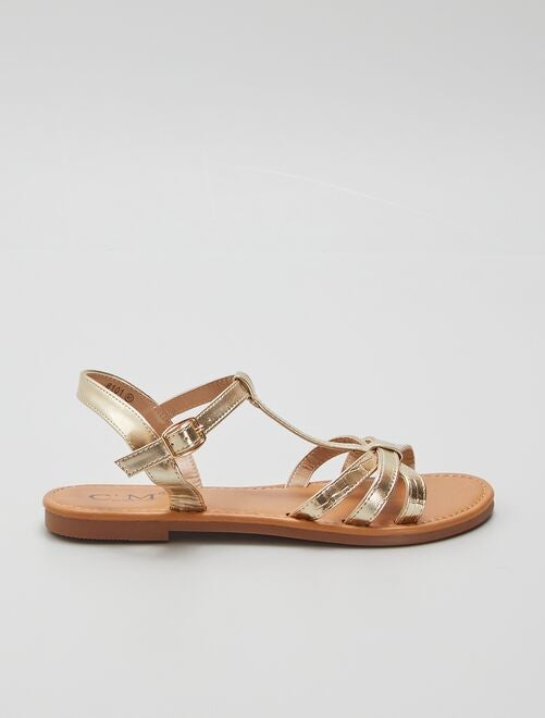 Sandales plates dorées - Kiabi