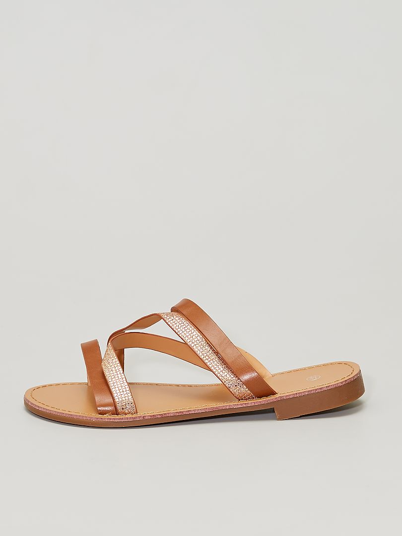 chaussures plates dorees