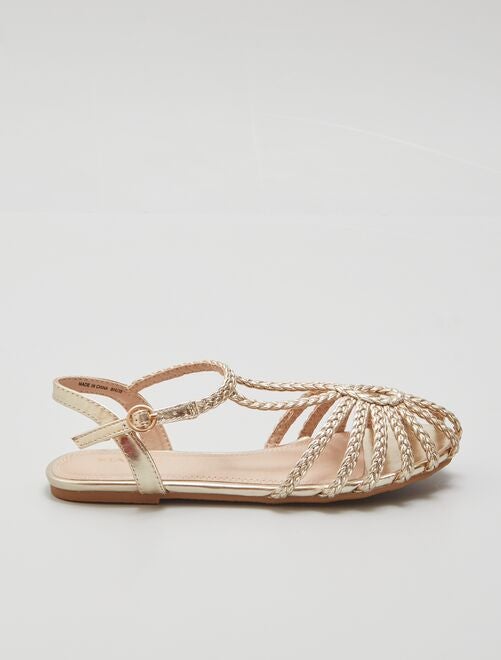 Sandales plates dorées - Kiabi