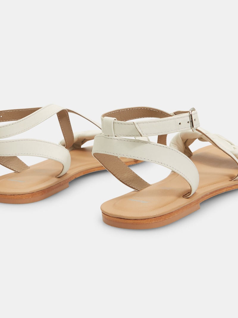 Sandales plates en cuir BATA Blanc - Kiabi