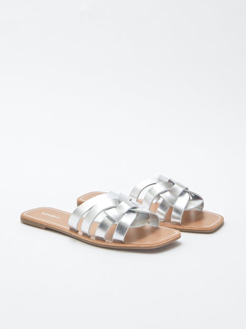 Sandales plates en simili - Kiabi