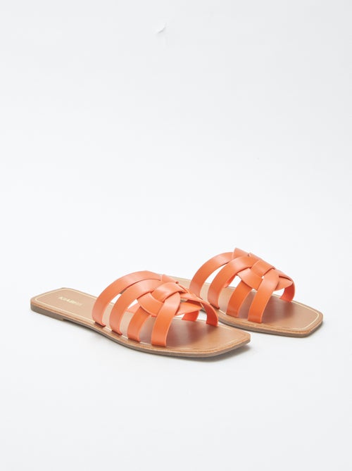 Sandales plates en simili - Kiabi