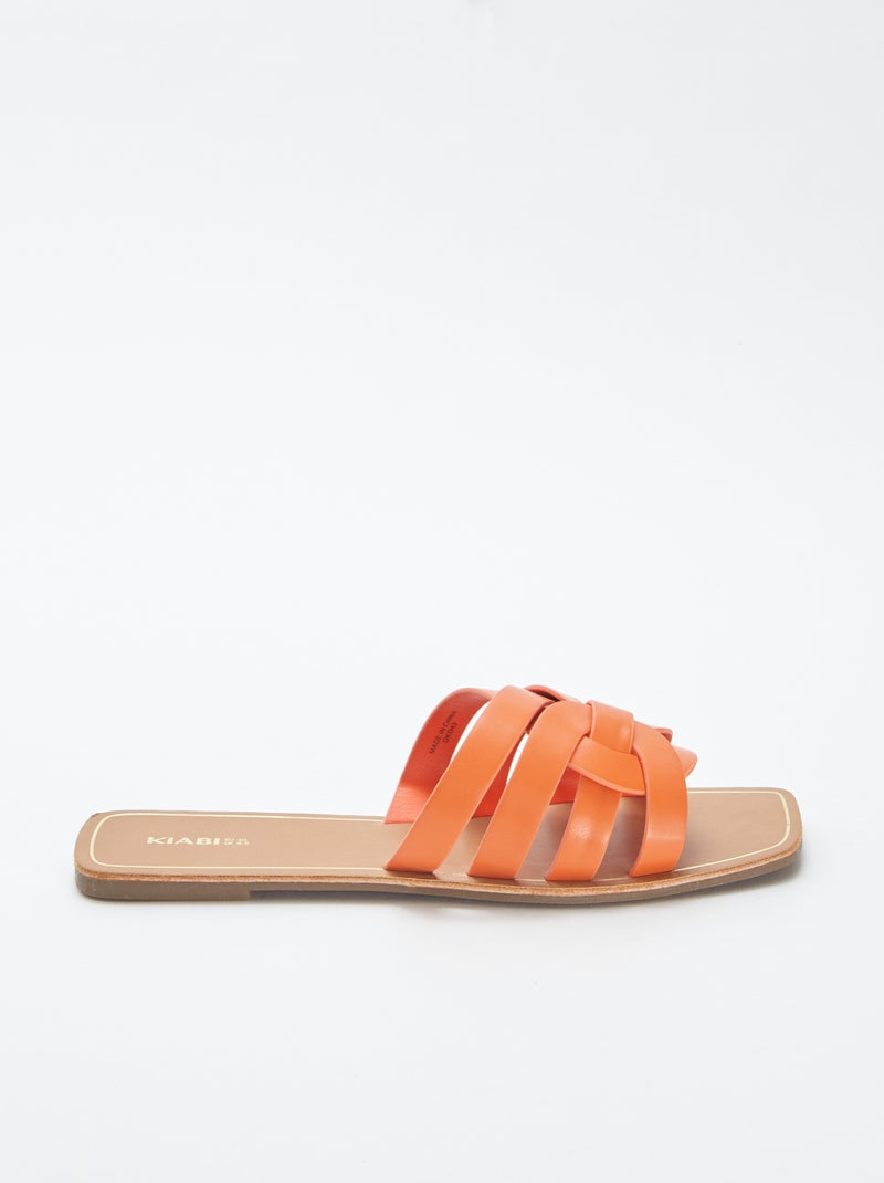 Sandales plates en simili ORANGE - Kiabi