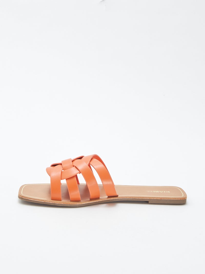 Sandales plates en simili ORANGE - Kiabi