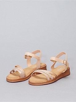 Sandales plates en simili pailleté - Kiabi