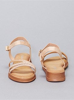 Sandales plates en simili pailleté - Kiabi