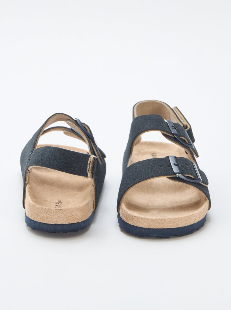 Sandales plates en suédine ajustables Bleu - Kiabi