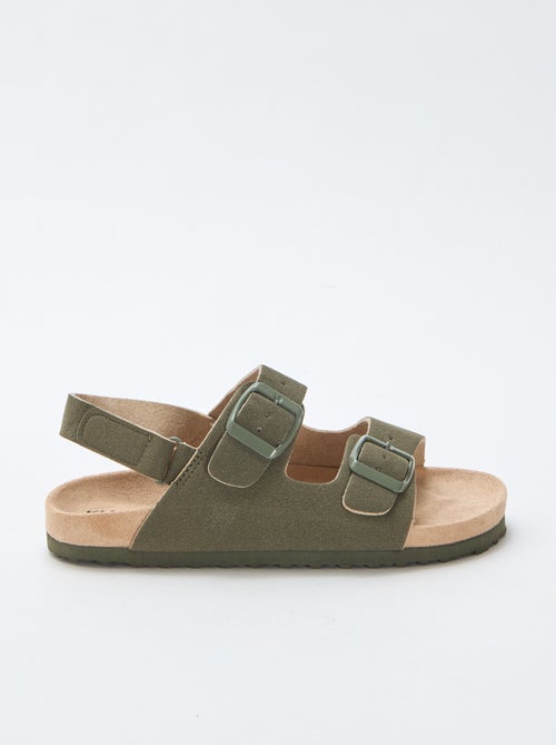Sandales plates en suédine ajustables - Kiabi