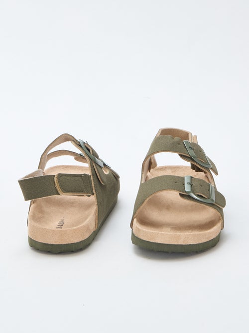 Sandales plates en suédine ajustables - Kiabi