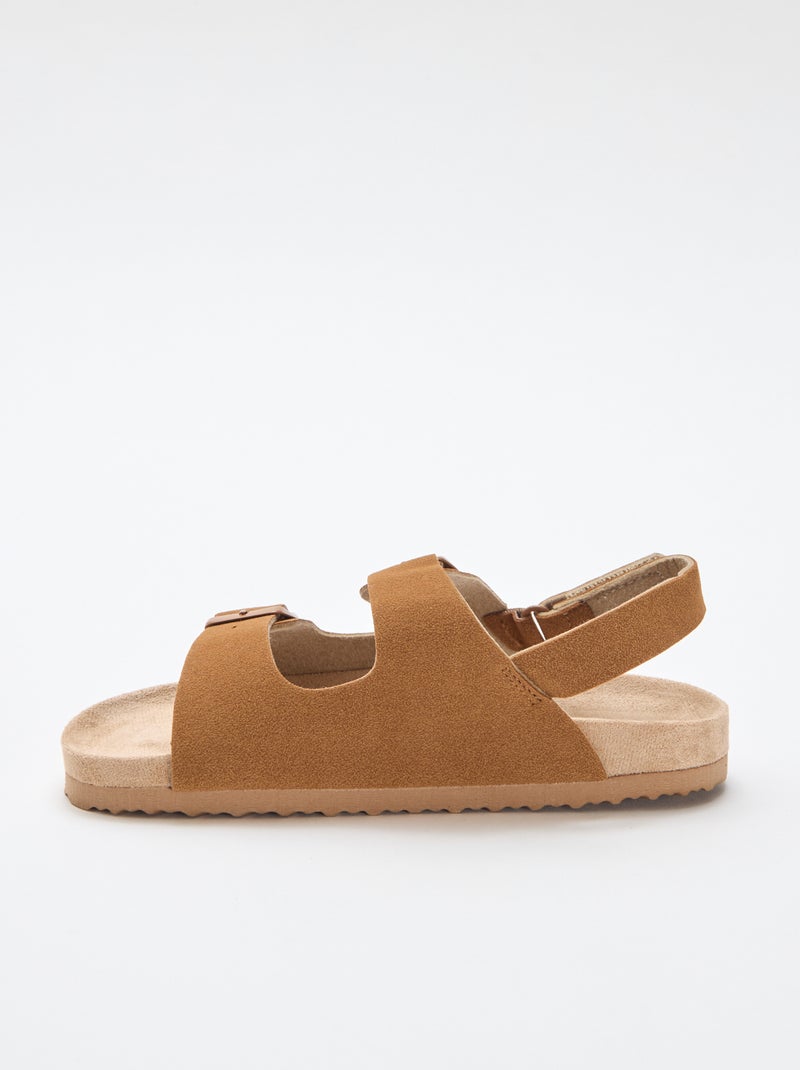 Sandales plates en suédine ajustables Marron - Kiabi