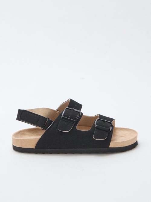 Sandales plates en suédine ajustables - Kiabi