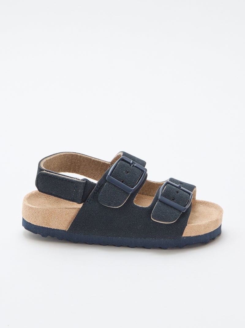 Sandales plates en suédine Bleu - Kiabi