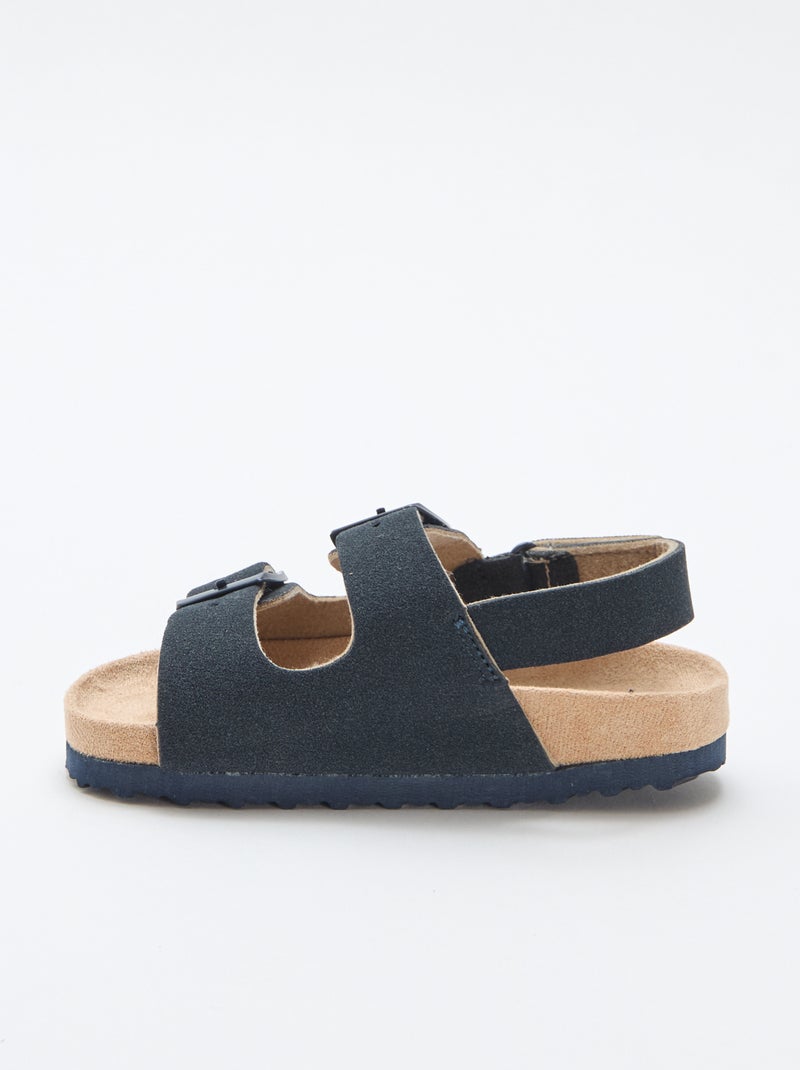 Sandales plates en suédine Bleu - Kiabi