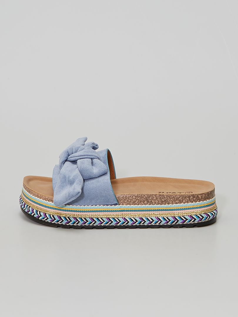 Sandales plates en suédine bleu - Kiabi