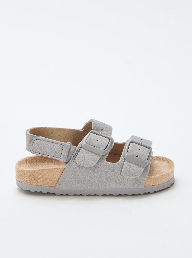 Sandales plates en suédine Gris - Kiabi