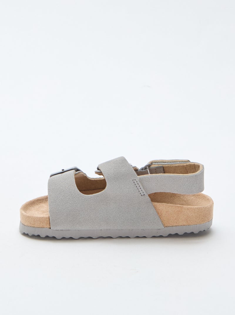 Sandales plates en suédine Gris - Kiabi