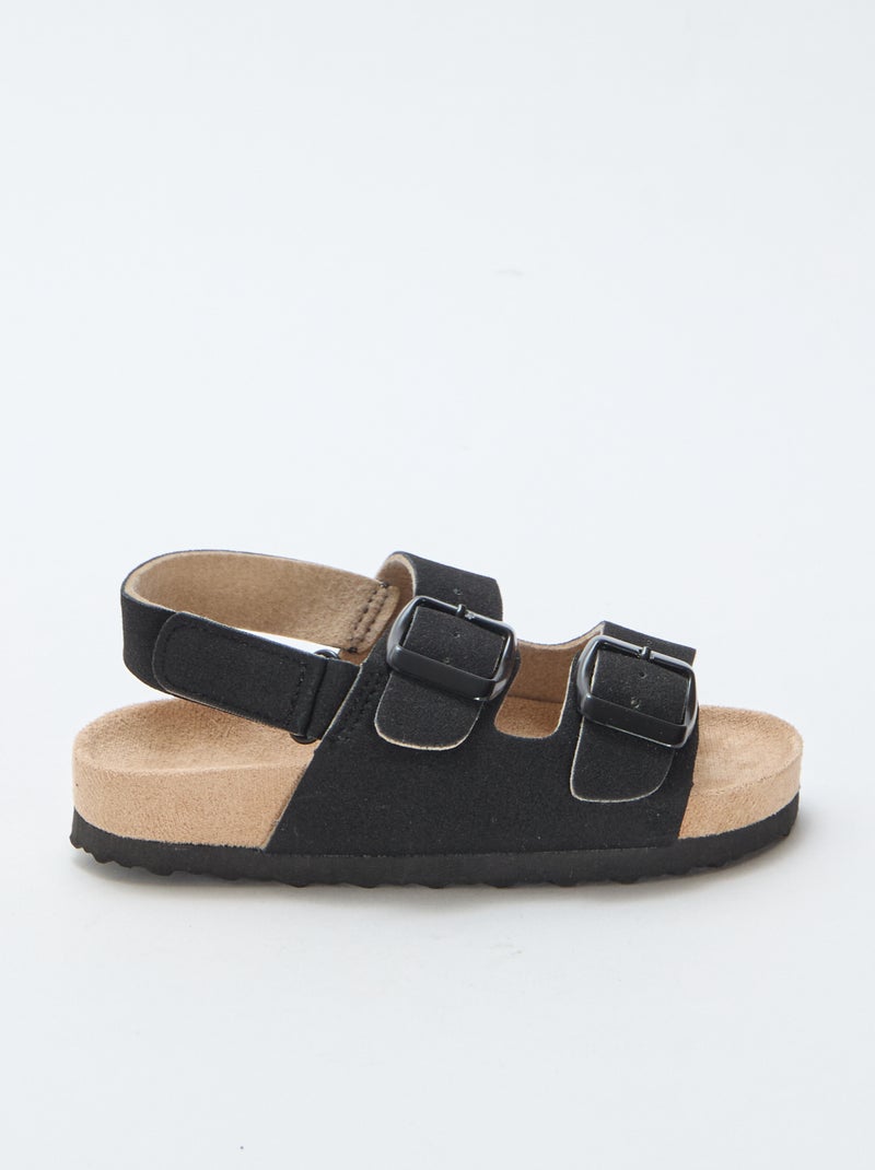 Sandales plates en suédine Noir - Kiabi
