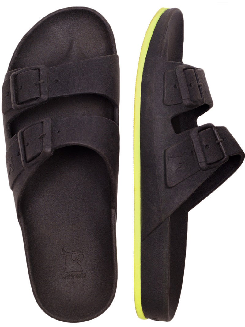 Sandales plates Enfant BRASILIA Noir/Jaune fluo - Kiabi