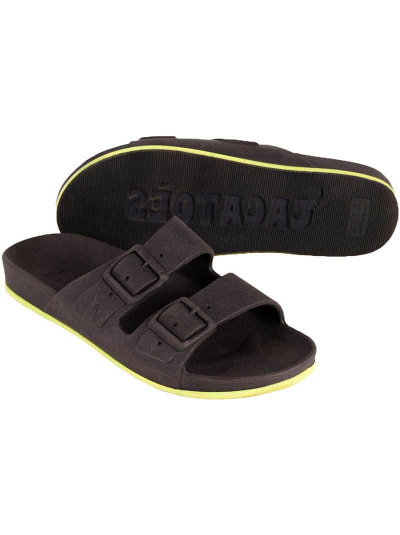 Sandales plates Enfant BRASILIA Noir/Jaune fluo - Kiabi