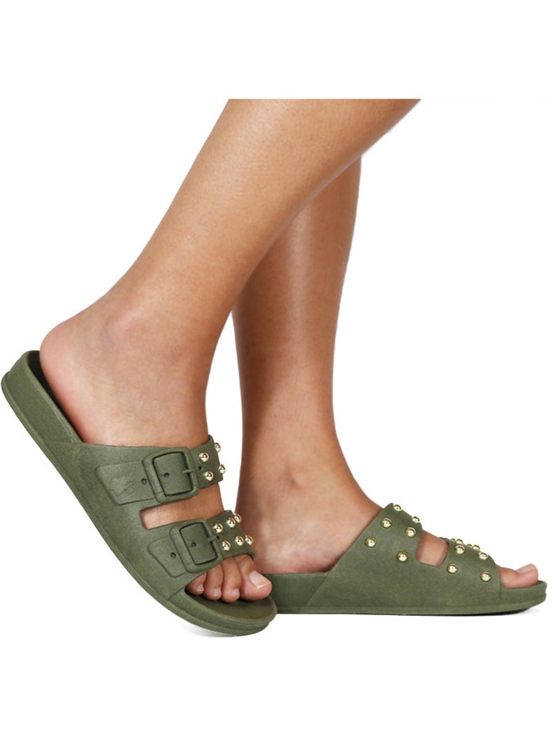 Sandales plates Enfant Kaki foncé - Kiabi