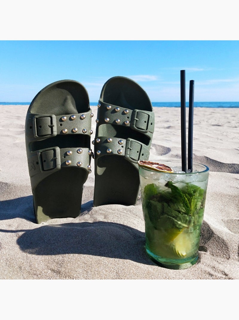 Sandales plates Enfant Kaki foncé - Kiabi