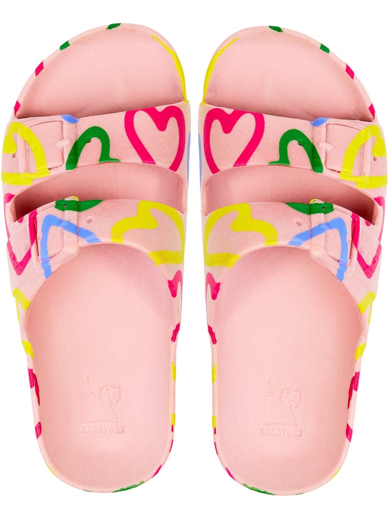 Sandales plates Enfant LOVE Rose clair - Kiabi