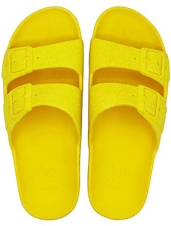 Sandales plates enfant neon